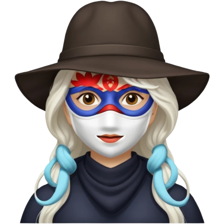masked Women with hat long white hair  emoji