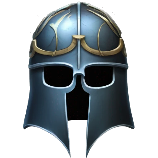 Ein antiker griechischer Helm, der mystisch und schattenhaft leuchtet, ein Symbol für Hades den Herrscher der Unterwelt, der Mit Thanatos in verbindung steht. emoji