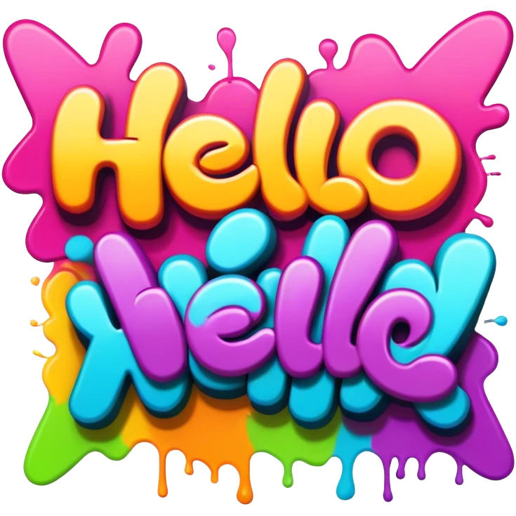 graffiti of the words "HELLO" emoji
