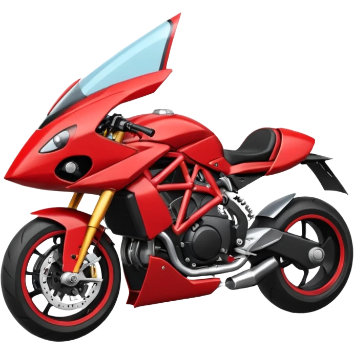 Un robot type bender de Futurama conduisant une mv Agusta 800rr dragster rouge et noir avec un casque et une combinaison de même couleur emoji