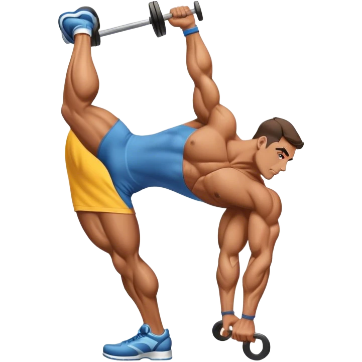 side-view bodybuilder on tip-toes performing weighted calf-raise emoji