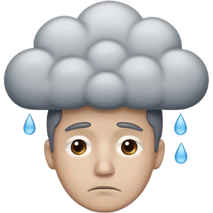 A sad rain cloud man emoji
