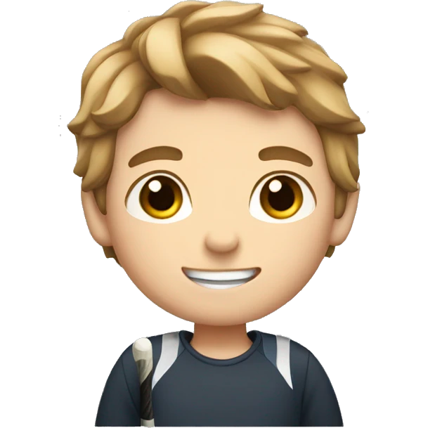 A boy with light brown hair and a hockey stick in the hand emoji