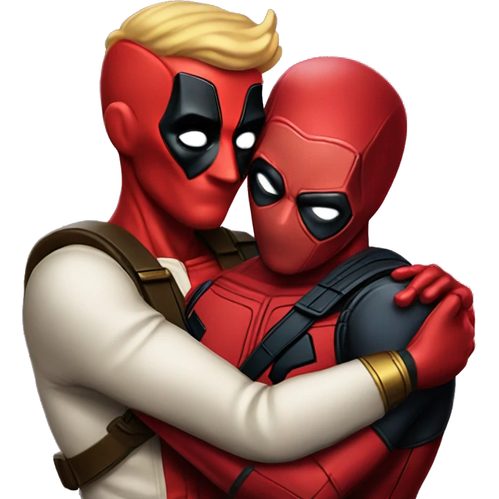 Homelander cuddling Deadpool emoji