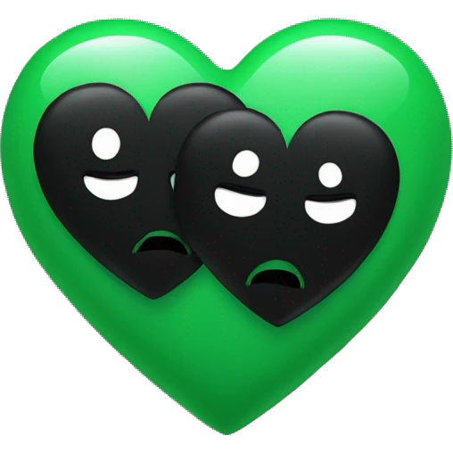 Green heart hugging black heart  emoji