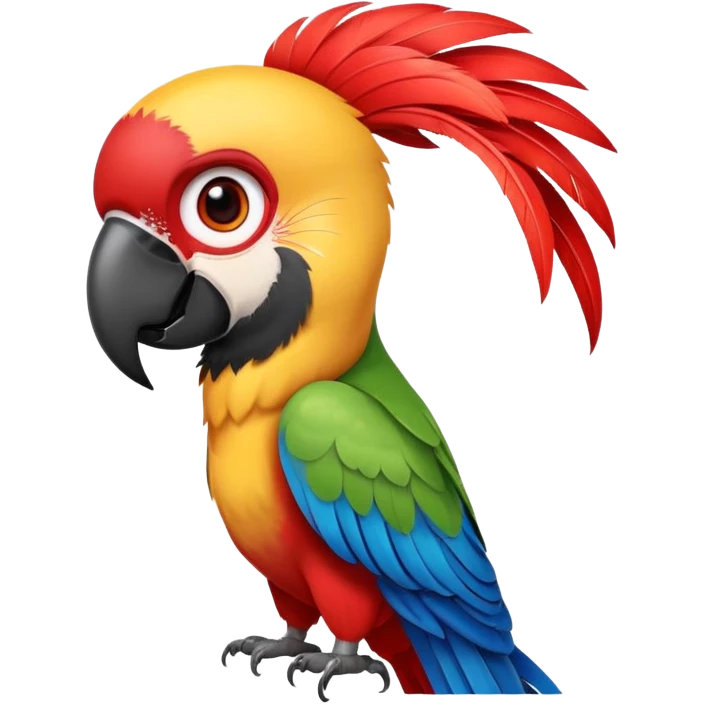 cinematic-cute-macaw-portrait-emoji,-head-tilted-playfully-and-inquisitively,-with-a-dazzling-red-plumage-and-round,-sparkling-eyes-filled-with-charm,-simplified-yet-irresistibly-adorable-features,-highly-detailed emoji