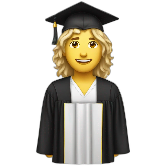 White Male college graduate long Hair emoji emoji
