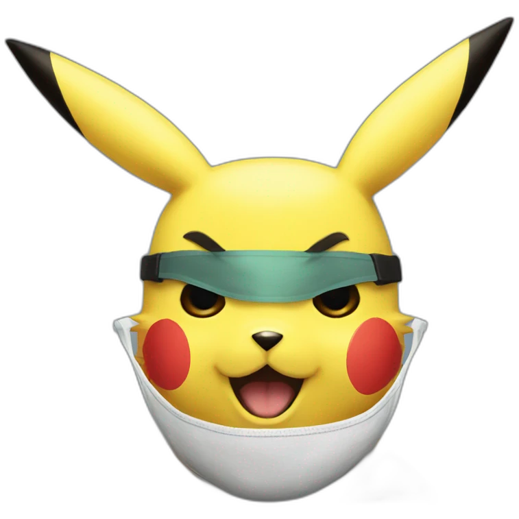pikachu portrait with a facemask on emoji