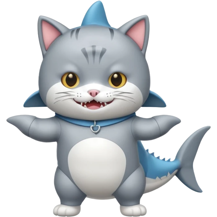 cat wearing shark costume emoji