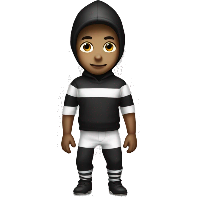  Please generate A boy burglar with Black and white striped dress emoji