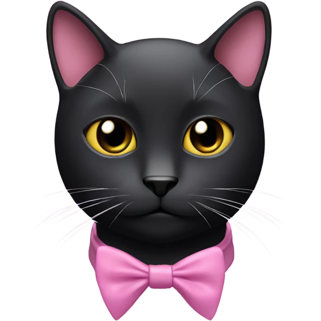 A black cat with a bit of white along the front of the neck with a pink beard  emoji