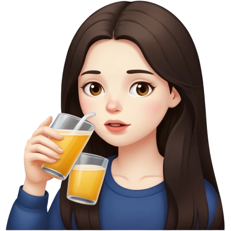 girl with long dark brown hair and pale skin drinking too much  emoji
