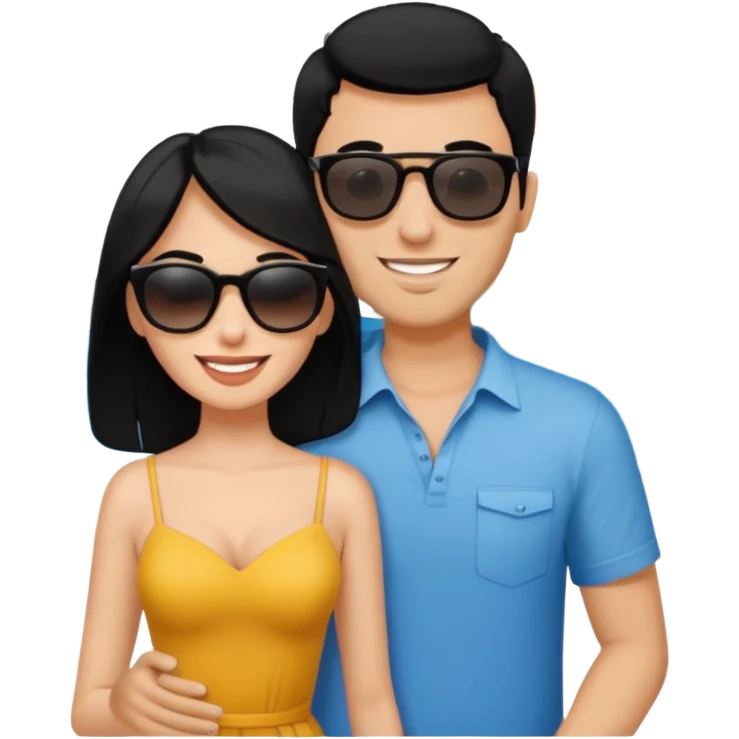 A white woman and man on their honeymoon (black hair) emoji