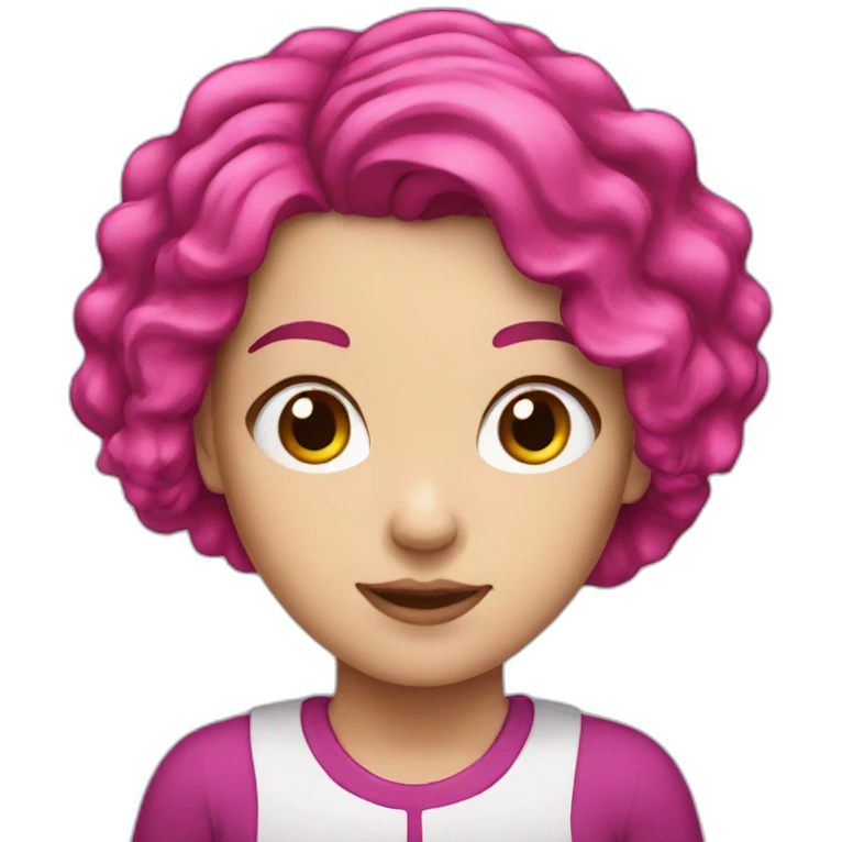 White girl with a magenta hair emoji