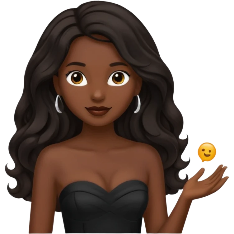 WOMAN WEARING STRAPLESS BLACK DRESS WITH DARK HAIR emoji