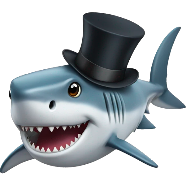 Shark with a top hat emoji