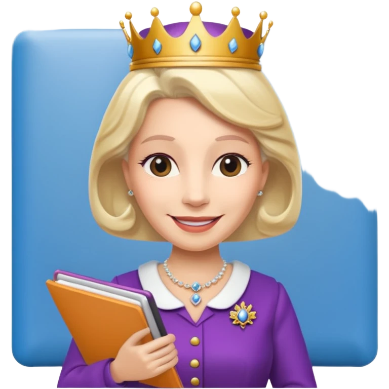 The Queen holding a notepad emoji