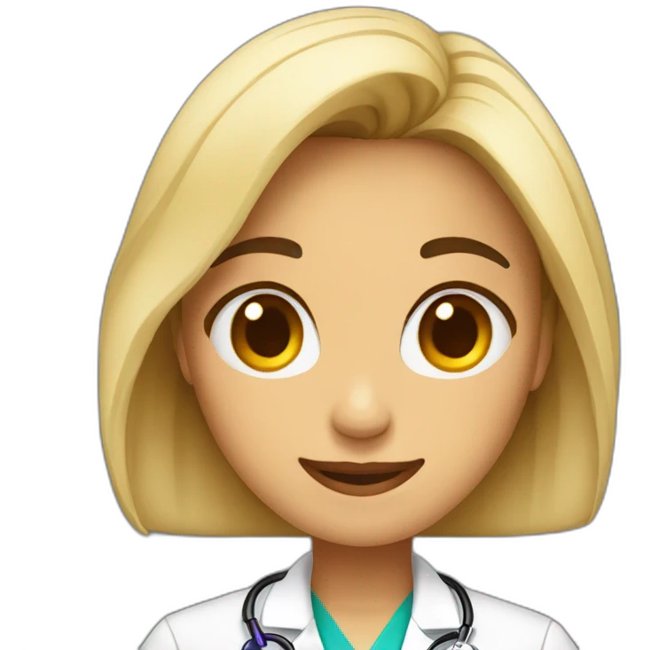 Doctorrubia cabello largo y sonriente emoji
