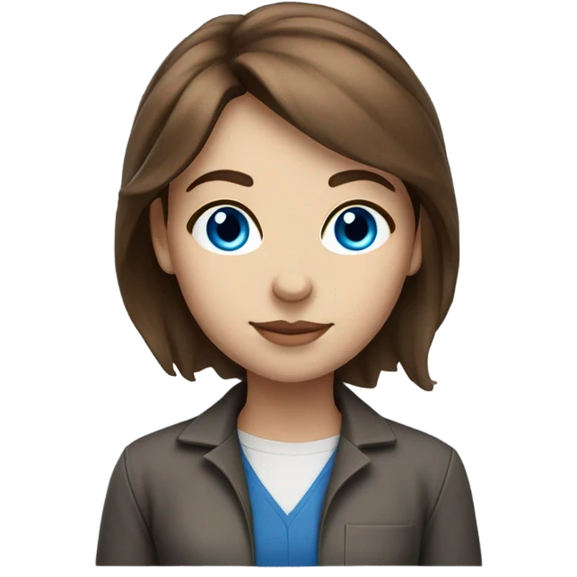Architect student woman with blue eyes, brown hair. Academic aesthetic   emoji