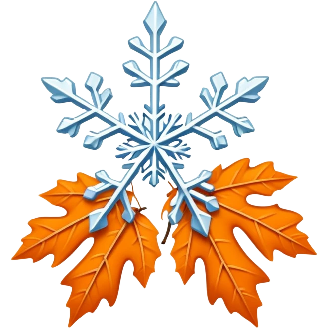 snowflake and orange leaf emoji
