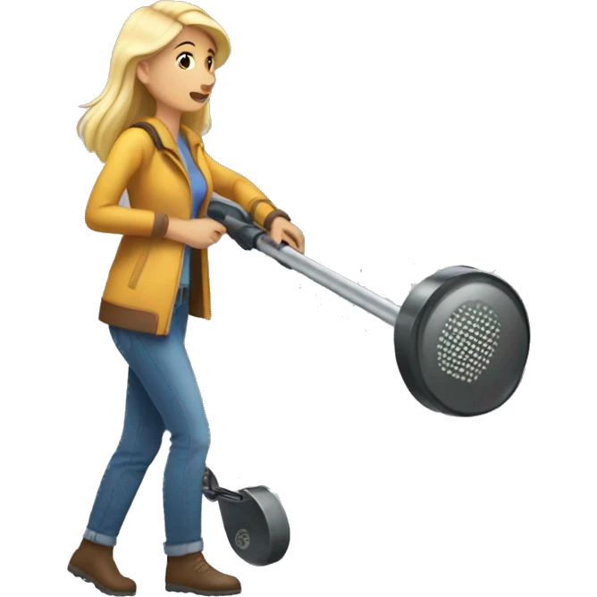 Pretty woman using a metal detector  emoji