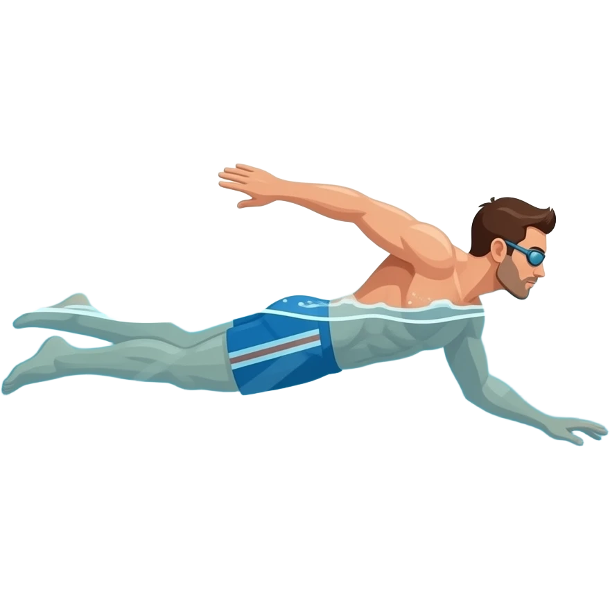 swimming in the pool, full body, side view, water visible emoji