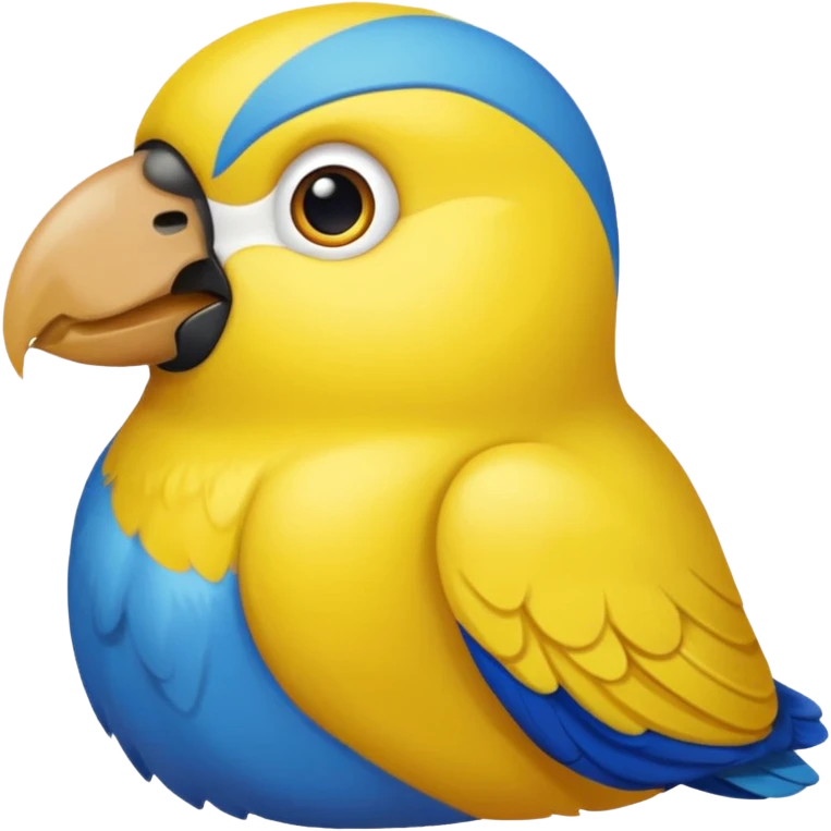 Pappagallo giallo e blu con il giallo sul petto le ali e la coda blu e la fronte poco poco verde emoji