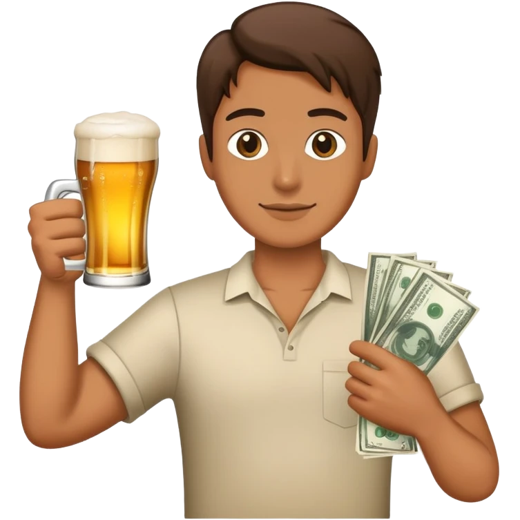 holding money in one hand and a beer in the other emoji