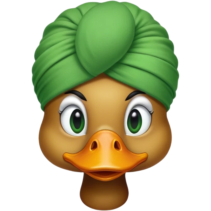 Duck face wearing green turban emoji