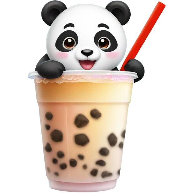 Panda drinking bubble tea emoji