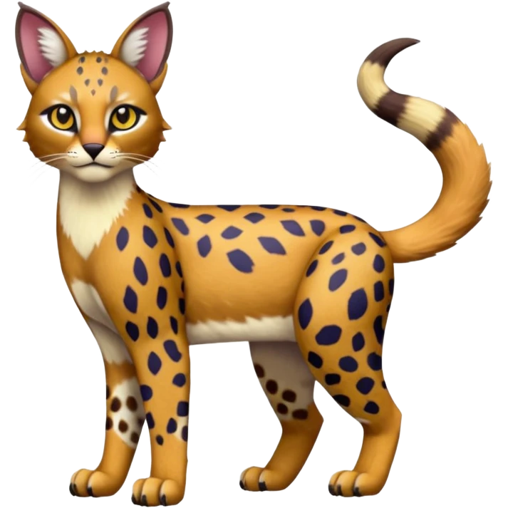 Colorful Bobcat-Caracal-Leopard-Genet-Pokémon-Digimon-Fakémon-fusion-hybrid-creature emoji