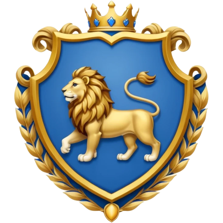lion emblem with blue white and gold color emoji