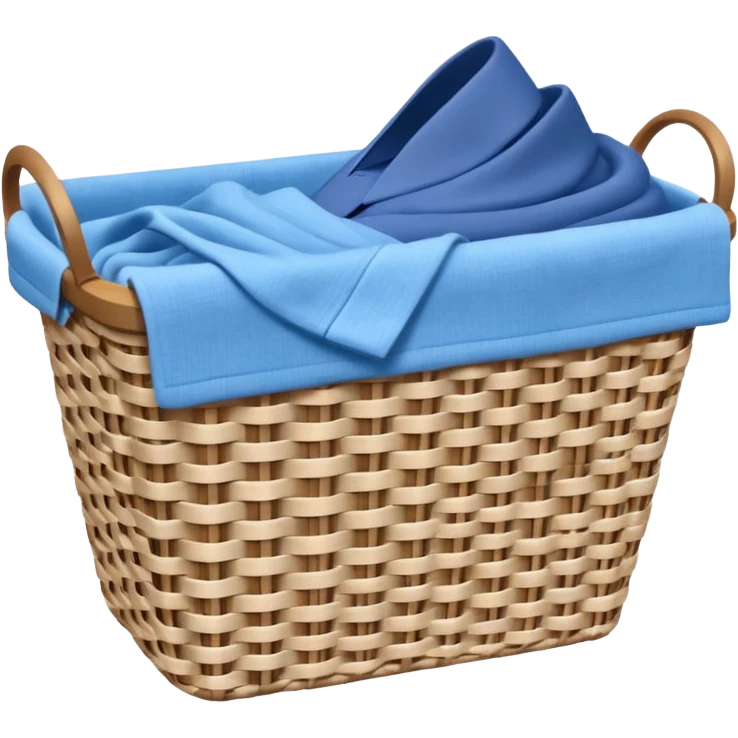 white LAUNDRY BASKET WITH FOLDED blue CLOTHES emoji