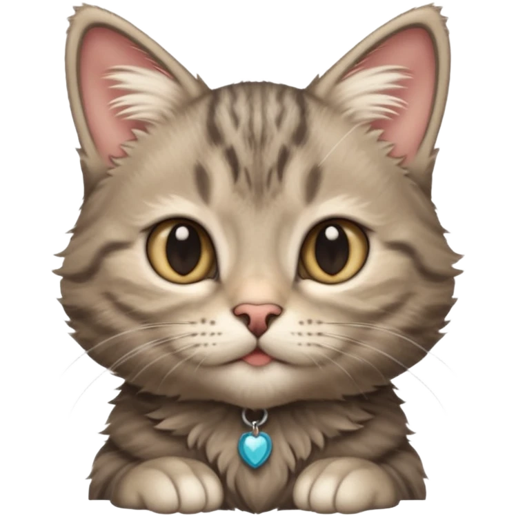 A high-resolution photo-realistic digital illustration of a grey tabby cat kitten, chest upward emoji