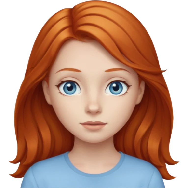 Ginger head girl with long hair and lightblue eyes emoji