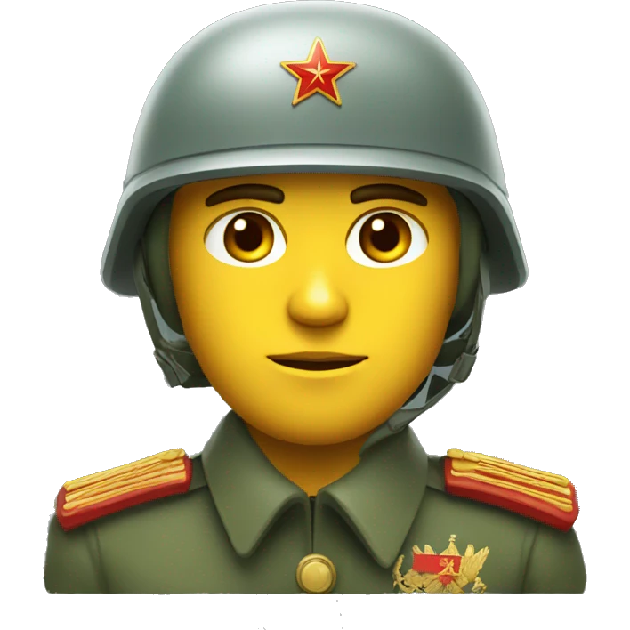 ussr soldier serious with military helmet emoji