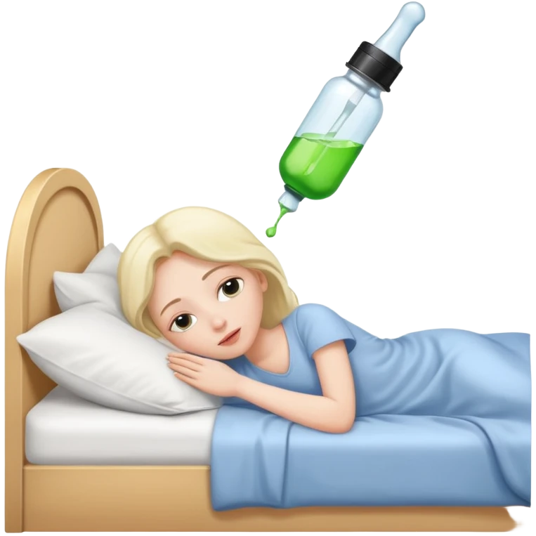 person in bed dreaming of a dropper bottle emoji