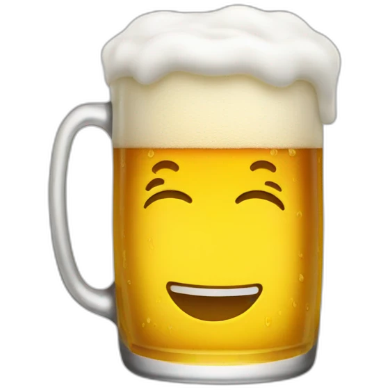 beer glass with a happy face emoji