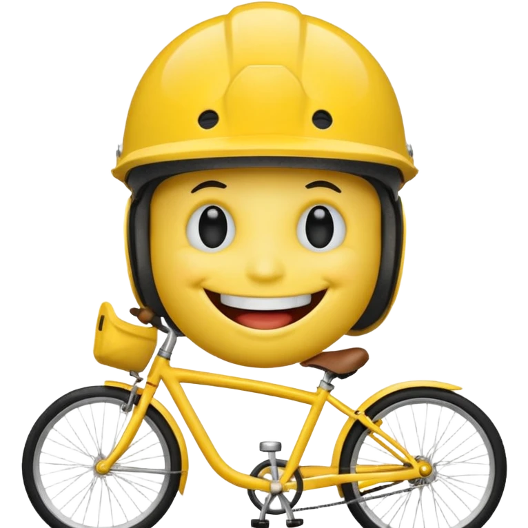 yellow smiley face wearing a bicycle helmet emoji