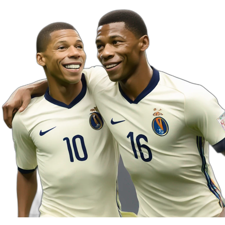 Mbappé and Pelé in style of sorolla emoji