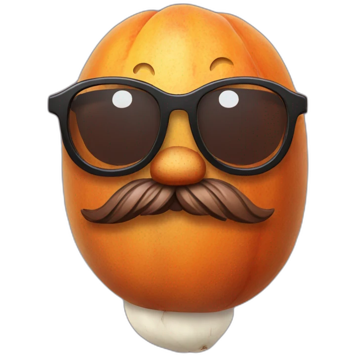 sweet potato with glasses and a beard emoji