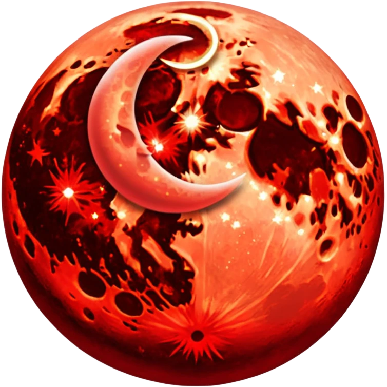 glitter red blood moon crescente emoji