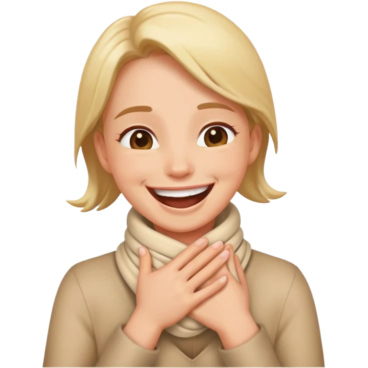 Person wrapping their hands around their neck and laughing emoji