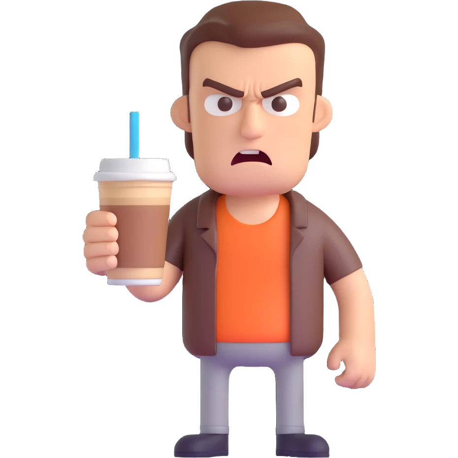 angry man with cold coffee emoji