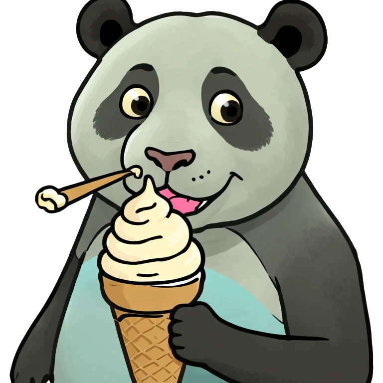 Panda eating ice cream emoji