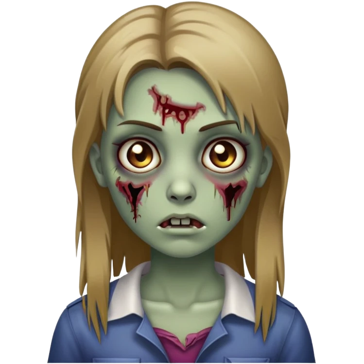 uma garota zumbi com cabelo liso loiro escuro emoji