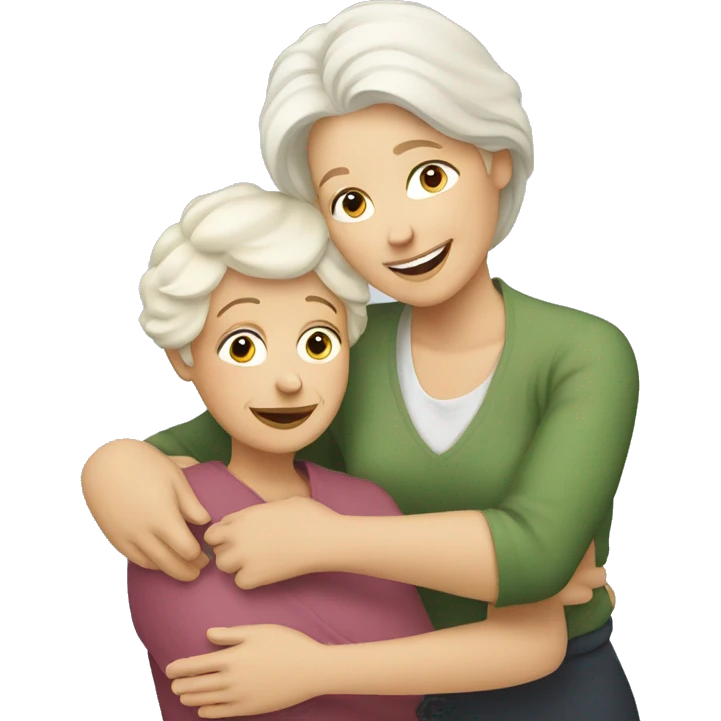 blond woman hugging grandmother emoji