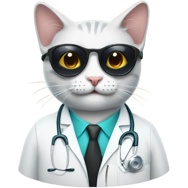 smiling doctor cat wearing black sunglasses emoji