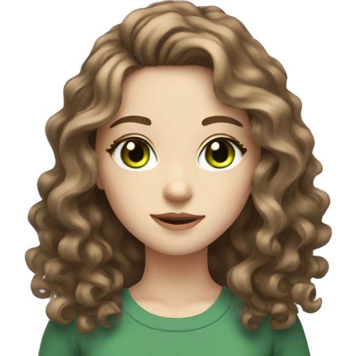 Pretty girl with wavy brown hair pale skin and green eyes emoji