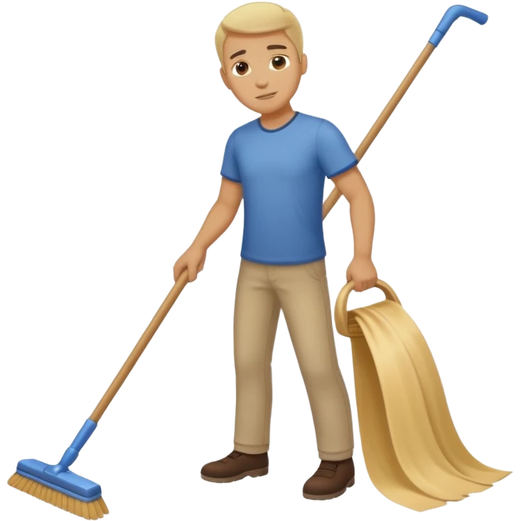 ligth man sweeping the floor emoji